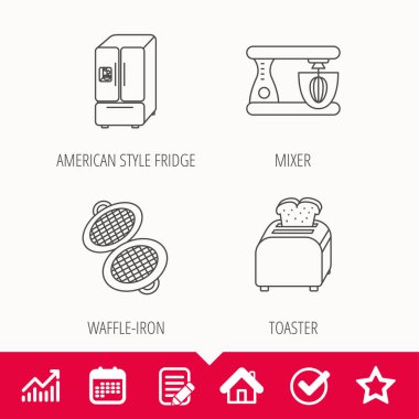 Amerikan tarzı buzdolabı, ekmek kızartma makinesi ve Mikser simgeler.