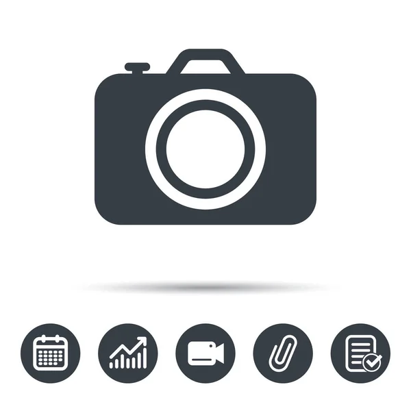 Icono de cámara. Signo de cámara fotográfica profesional . — Vector de stock