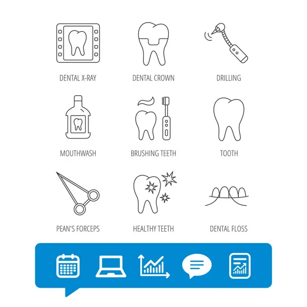 Stomatology, diş ve diş taç simgeler. — Stok Vektör