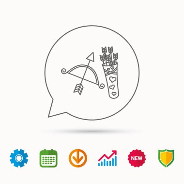 Amour ok ve yay simgesi. Sevgililer silah işareti.