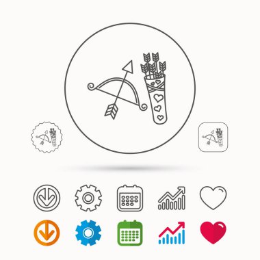 Amour ok ve yay simgesi. Sevgililer silah işareti.