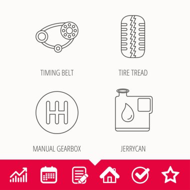 Tekerlek, manuel şanzıman ve zamanlama kemer simgeler.