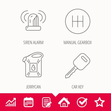 Manuel şanzıman, bidon ve araba tuþu simgeleri.