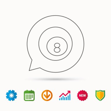 Bilardo topu simgesi. Havuz ya da bilardo donanımları.