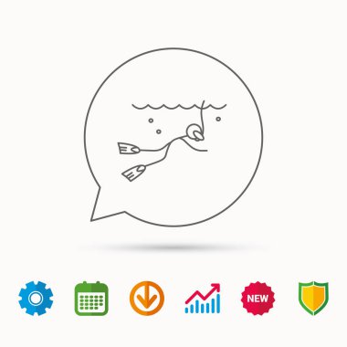 Dalış simgesi. Sualtı tüp işaretiyle Yüzme.