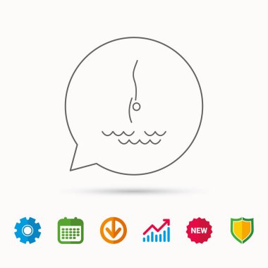 Dalış simgesi. Su işareti atlama.