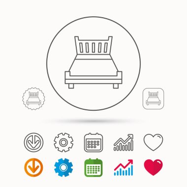 Çift Kişilik Yatak simgesi. Uyku simgesi.