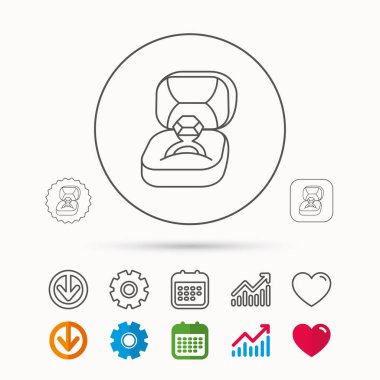 Nişan yüzüğü simgesi. Mücevher kutusu işareti.