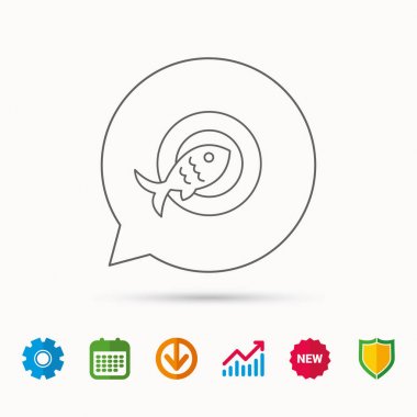 Balık simgesi. Deniz ürünleri işareti. Vejetaryen yiyecekler sembolü.