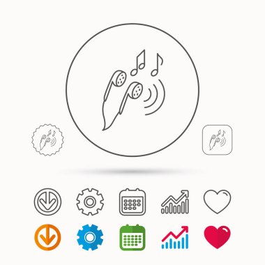 Kulaklık simgesi. Nota işaretleri.