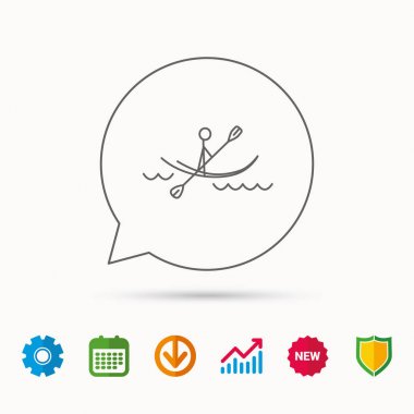 Dalgalar simgesine Kayak. Rafting veya Kano.