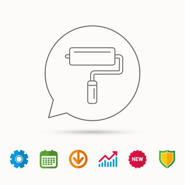 Boya silindiri simgesi. Boya Fırçası aracı işareti.