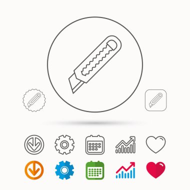 Kağıt bıçak simgesi. Kesici alet işareti.