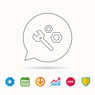 Onarım simgesi. Vida-somun işaretiyle Spanner aracı.