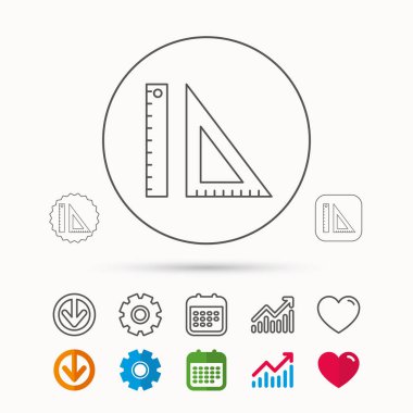 Üçgen cetvel simgesi. Yeşilaycı işareti.