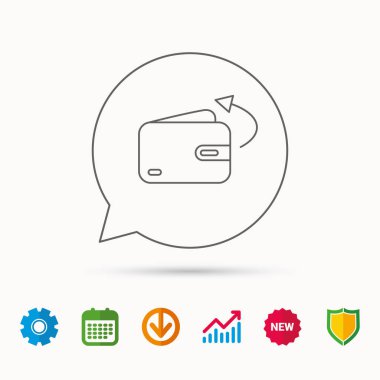 Para simgesi gönderin. Nakit cüzdan işareti.