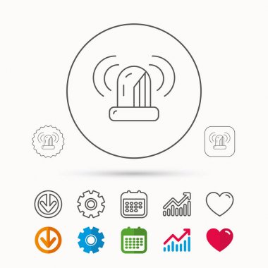 Siren çalar simgesi. Uyarı yanıp sönen ışık işareti.