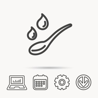 Kaşık su ile simge bırakır. Bebek ilaç dozu.