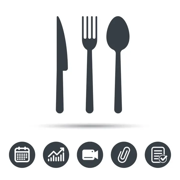 Fork, knife and spoon icons. Cutlery sign. — Stock Vector