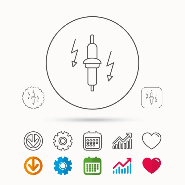 Spark plug icon. Car electric part sign.