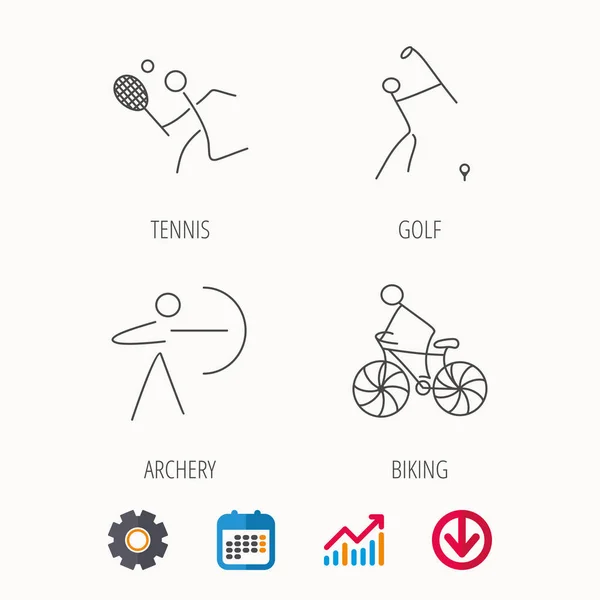 Icônes de vélo, tennis et golf . — Image vectorielle
