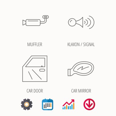 Arabanın kapısını, susturucu ve klakson sinyal simgeleri.