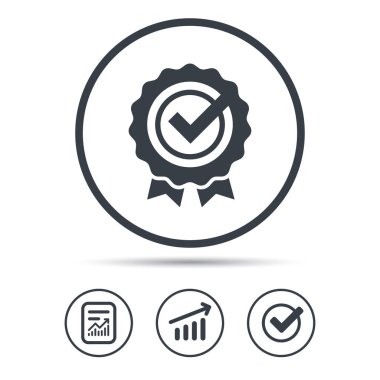 Ödül madalya simgesi. Onay işareti ile kazanan amblemi.