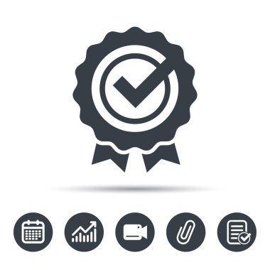 Ödül madalya simgesi. Onay işareti ile kazanan amblemi.