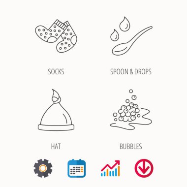 Bebek giysileri, banyo ve şapka simgeleri.