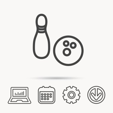 Bowling simgesi. Skittle veya PIN topu işareti ile.