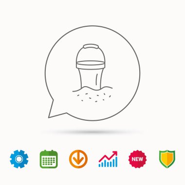 Kova simgesi. Çöp kutusu işareti. Bahçe ekipmanları.