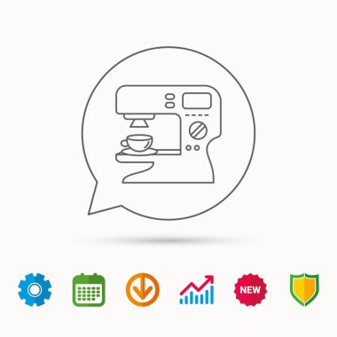 Kahve makinesi simgesi. Sıcak bir içecek makinesi işareti.