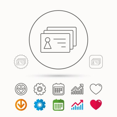 İlgili kişi kartları simgesi. Kimlik rozetleri işareti.