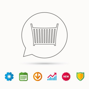 Bebek beşik yatak simgesi. Beşik veya karyolası işareti.