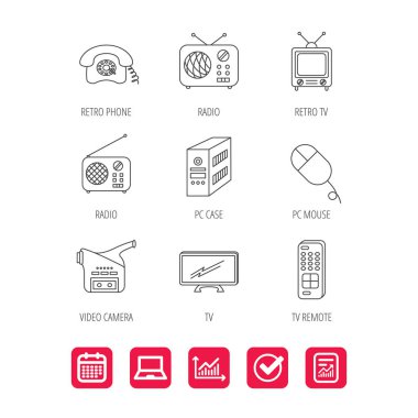 Radyo, Tv uzaktan ve video kamera simgeler.