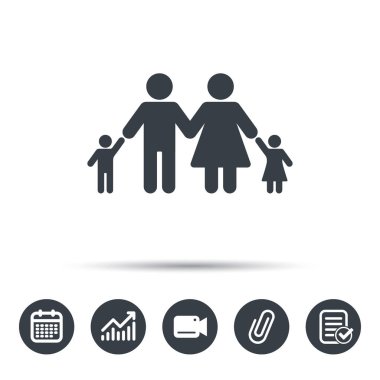 Aile simgesi. Baba, anne ve çocuk işareti.