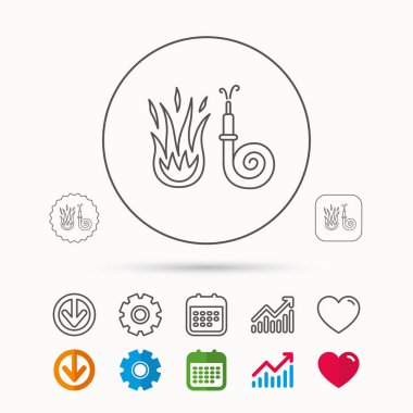 Yangın hortum reel simgesi. İşareti itfaiye istasyonu.