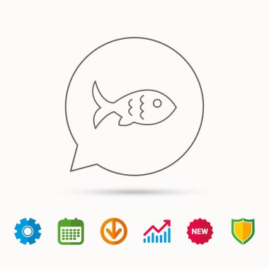 Balık simgesi. Deniz ürünleri işareti. Vejetaryen yiyecekler sembolü.