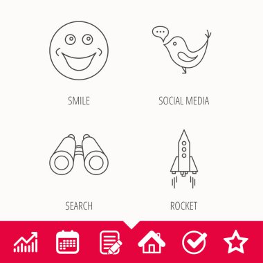 Roket, sosyal medya ve arama simgeler.