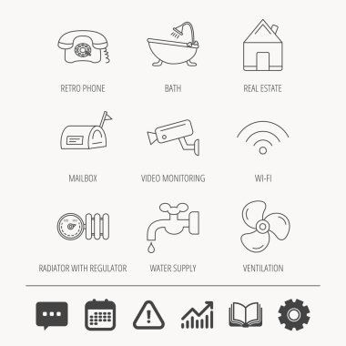 WiFi, video kamera ve posta kutusu simgeleri.