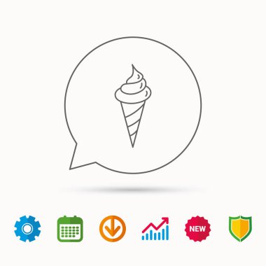 Dondurma simgesi. Şekerli tatlı waffle koni.