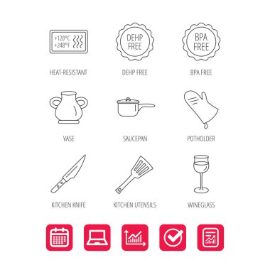 Tencere, potholder ve bardağı simgeleri.