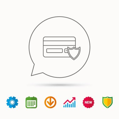 Koruma kredi kartı simgesi. İşareti alışveriş.