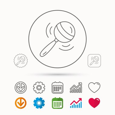 Bebek çıngırağı simgesi. Yürümeye başlayan çocuk oyuncak işareti.