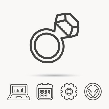 Elmas simgesi ile halka. Mücevherat ve mucevherler işareti.