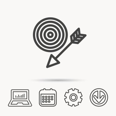 Ok simgesi ile hedef. Dart amaç işareti.