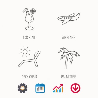 Uçak, şezlong ve kokteyl simgeler.