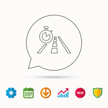 Seyahat saat simgesini. Zamanlayıcı işareti olan yol.