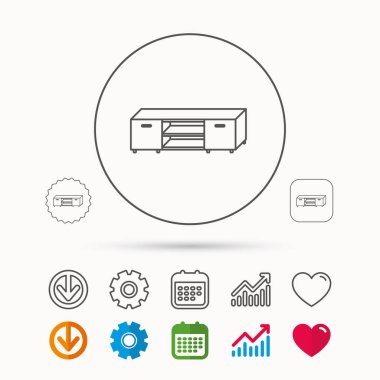 TV masa standı simgesi. Televizyon mobilya işareti.