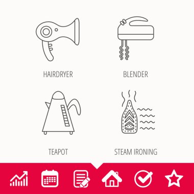 Ütü, su ısıtıcısı ve blender simgeleri Buhar.